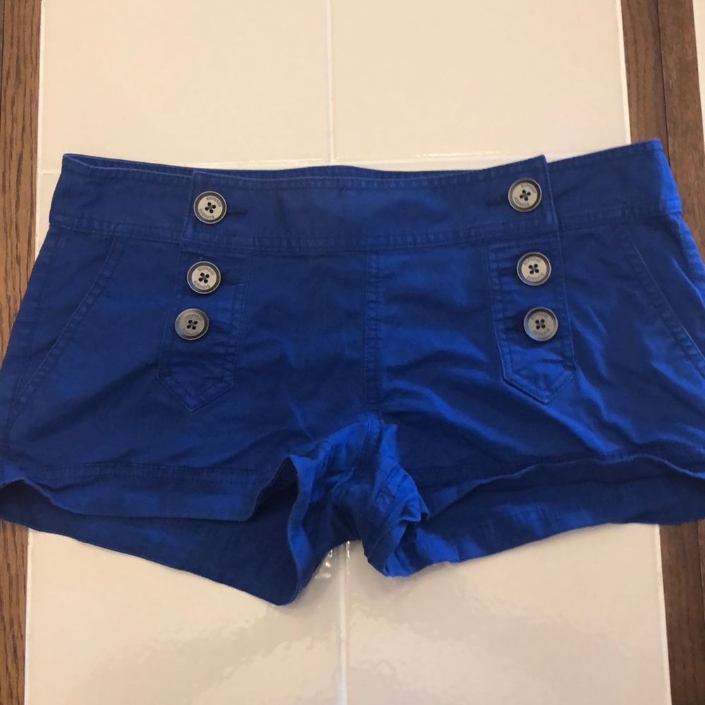 Blue button front shorts